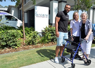 Arcare Taigum Donates Brand-New Wheelie Walker to Grandmother of Australian Wallabies Vice Captain, Samu Kerevi