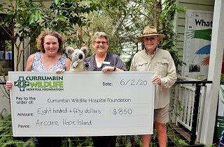 Arcare Hope Island Fundraises $850 for Furry Bushfire-Victims at Currumbin Wildlife Hospital